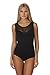 Hollywood Star Fashion Women's Sleeveless Mesh-Back Sweetheart Leotard (One Size, Black)
