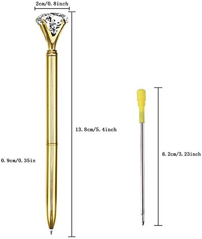 MEGA 8 PCS Crystal Diamond Pen Metal Rotate Black Ink Ballpoint Pen Gold, 8 count (Pack of 1) - Image 3