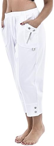 eyes Womens Elasticated Capri Two Pockets Cropped 3/4 Ladies Trouser Plus Size Pants