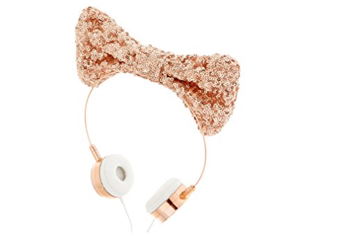 Claires rose gold sequin bow thin headphones