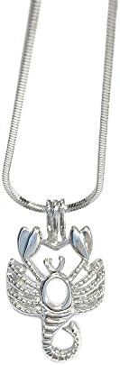Precious Pearl 12 Zodiac Pendant Necklace, Pearl in Oyster Kit Birthday Gift Set, Locket Clasp Pendant with 19.5" Chain (Scorpio)