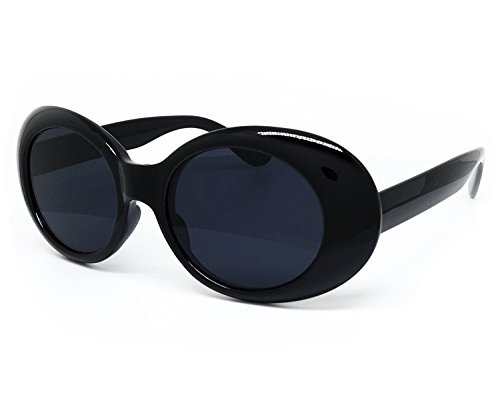 O2 Eyewear SA122 Original Classic Dark Mod Round Pop Oval Lens Kurt Cobain Nirvana Bold Retro Vintage Sunglasses (Kurt Cobain, BLACK)