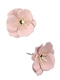 Women's Metal Matte 25mm Flower Petal Stud Pierced Earrings