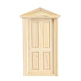 PIXNOR 1:12 Dollhouse Miniature 6-panel Wood Door with Steepletop