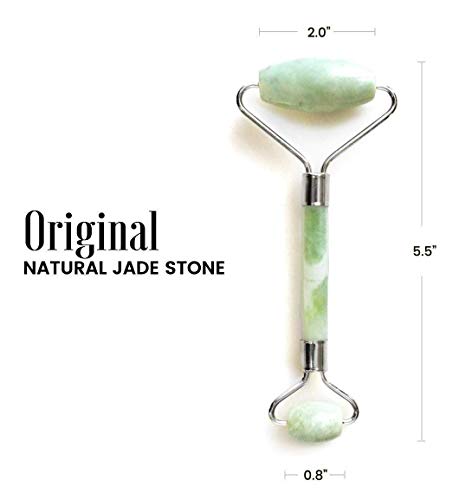 Jade Roller Massage Tool for Youth and Beauty - Lymphatic Drainage Tool for Face, Neck, Body - Anti Aging Treatment - Reduces Wrinkles and Fine Lines - Original Jade Stone - Thumbnail 2