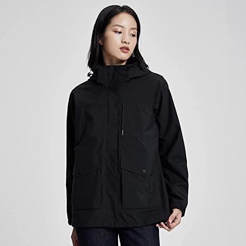 اشتري Women's 3-In-1 Winter Ski Jacket with Detachable Hood Water Resistant Fleece Lining Snowboard Ski Rain Jacket (Black 3xl) في الامارات