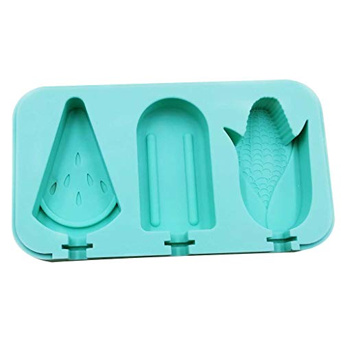4 Cavities Silicone Cute Ice Pop Mold with Lid Ice Cream Bar Mold Popsicle Molds DIY Ice Cream Maker Silicone