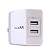 USB Wall Charger Portable Travel power Adapter 2-Port Smart Charger 24W AC Foldable Plug for iPhone iPad Samsung Android HTC Nexus Moto Blackberry and More(White)