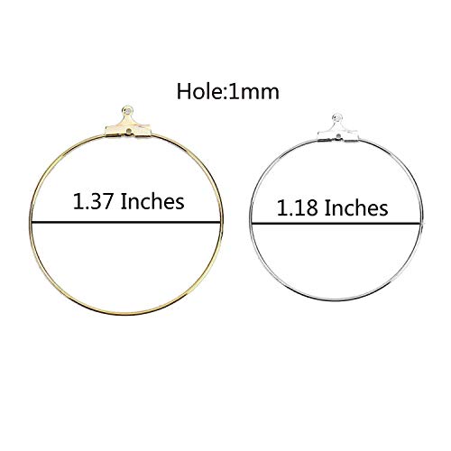 Fciqven 40Pcs Round Beading Hoop Earring Finding Jewelry Finding for Earring Jewelry Making(Gold&Silver)