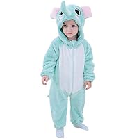 Kirmoo Baby Onesie Pajama Costumes Animals for Kids Toddler Boys Girls Zipper Hooded Romper Jumpsuit Outfits Elephant 90 (for 12~18 Months)