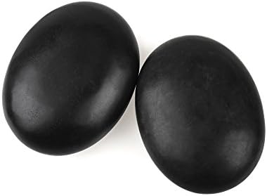 Romonacr 2Pcs Professional Massage Hot Stone Set Natural Lava Heated Stones Basalt Warmer Rock for Spa, Massage Therapy 2.76 x3.54 in(7x9cm)