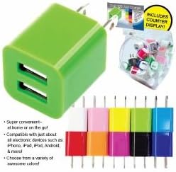 Deluxe Buy 245-100 DSD - Dual Wall Usb Adapter 10 Colors Dual Charger Up To 2.1 Amp - Pack Of 72
