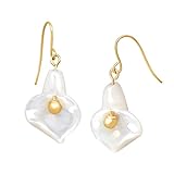 Natural Mother-of-Pearl Calla Lily Drop Earrings in 14K Gold