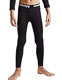 COOLOMG Boys Girls Thermal Compression Pants Base Layer Tights Sports Fitness Running