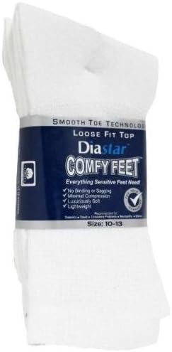 Diastar Comfy Feet Diabetic Socks, White, 10-13, 3 pack - Buy Packs and Save (Pack of 3)