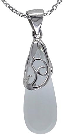 Sterling Silver Waterdrop Cat's Eye Opal Pendant Necklace 16"+2" Extender