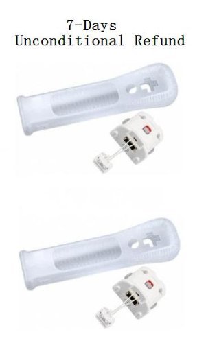 Bestsupply 2x White Motion Plus Adapter Sensor + Silicone Sleeve/cover/skin/case for Nintendo Wii Remote Controller