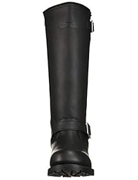 RIDETECS Men’s 16" Motorcycle Boot, Side Zipper, Oiled Leather, Goodyear Welt, Black