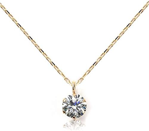 ネックレス レディース ダイヤモンド 0.08ct PLUSTER 一粒 K10 ゴールド チェーン 40cm プレゼント [ギフトボックスセット]