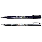 Tombow Fudenosuke Brush Pens Set: Soft Tip (GCD-111) & Hard Tip (GCD-112), Black, 2 Pens Set, For Precision Drawing, Sketch Notes & Calligraphy| Flexible Core for Adjustable Pressure & Fast-Drying Ink