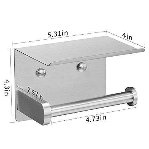 VAEHOLD Self Adhesive Toilet Paper Holder with Phone Shelf SUS304