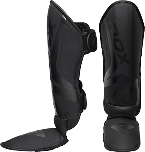 RDX Shin Guards For Muay Thai & Kickboxing – Maya Hide Leather, Foam Padded, Hook & Loop Strap