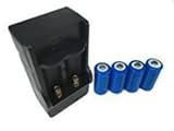 E-shinre 4 Pack 16340 Rechargeable CR123A Battery 1200MAH 3.7V Lithium-ion Rechargeable Batteries With a Dual Wall Charger Set