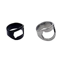 KSBRO 2PCS/2 Colors Set Finger Ring Bottle Opener Beer Bar Stainless Steel Tool With Similar USA Finger Ring Size (Similar US ring size8 (18mm inner dia.))