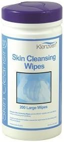 White Klenzeen Skin Cleansing Wipes 25gsm Thermal Bond 20 x 20cm Sheets by Klenzeen