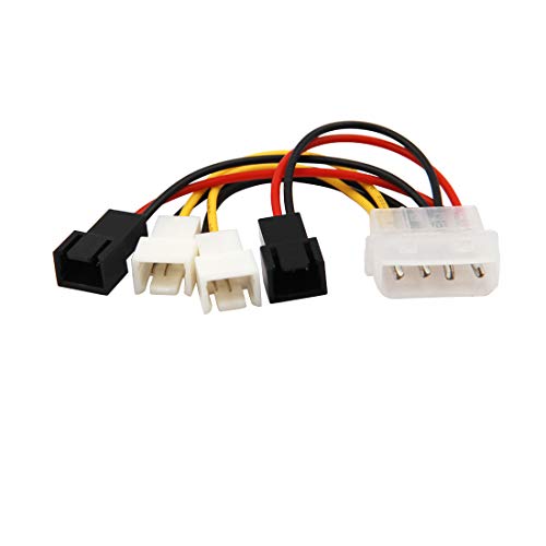 WYMECT 2 Pack IDE Molex 4-Pin to 3-Pin TX3 Case Cooling Computer Fan Multi-Fan Out Power Converter Cable Speed Control Line 2X5V/2X12V