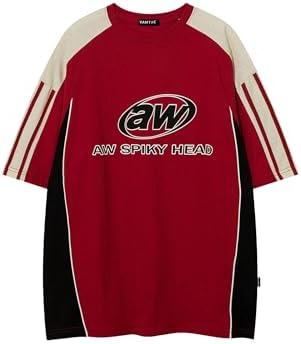 Mens Oversize Graphic Raglan T Shirt Vintage Letter Print Speedway