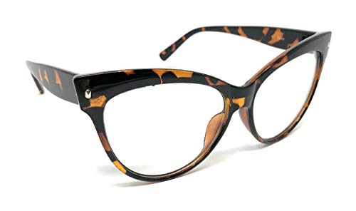 WebDeals - Cateye or High Pointed Eyeglasses or Sunglasses Vintage Inspired Fashion...... (High Point, Tortoise Brown/Clear)