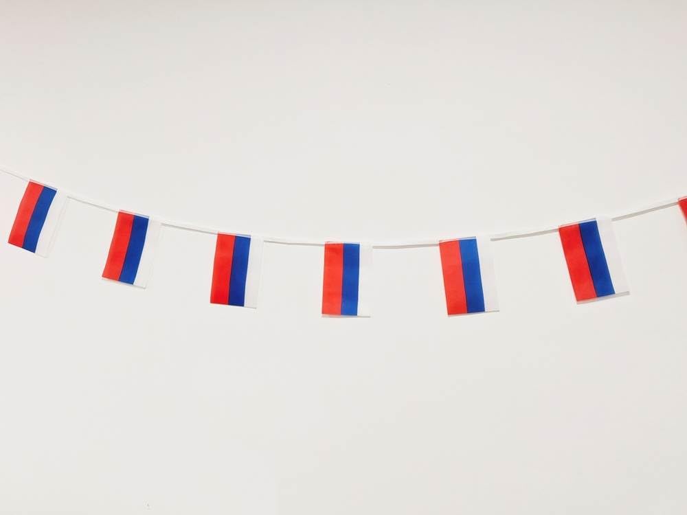 Pandiui23 Russia Flag 40pcs 11.4M Bunting Rectangular PVC Flags White, Blue, Red for Garden Bars Decorations