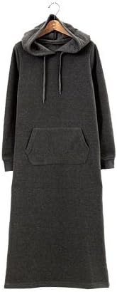 Amazon Co Jp ロング丈 やわらかいスウェット素材 パーカーワンピース 裏起毛 チャコール 家電 カメラ