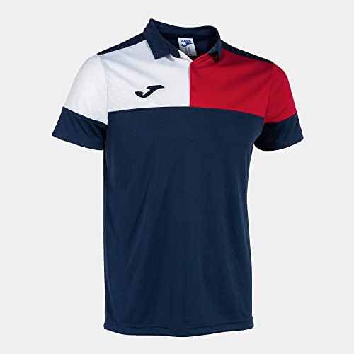 Joma Kurzarm-Poloshirt Mann Crew V Marineblau rot Weiss