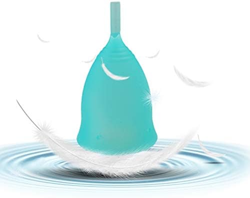 Women Menstrual Cup, 100% Medical Grade Silicone Fashion Lady Feminine Cup Hygeine Copa Reusable Menstrual Cup Health Care - Tampon and Pad Alternative - (Blue, L)
