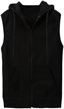 Danhjin Men's Athletic Active Casual Mens Solid Sleeveless Hoodie Zip up Vest Gym Tops Slim Jacket Blouse Tops Shirt