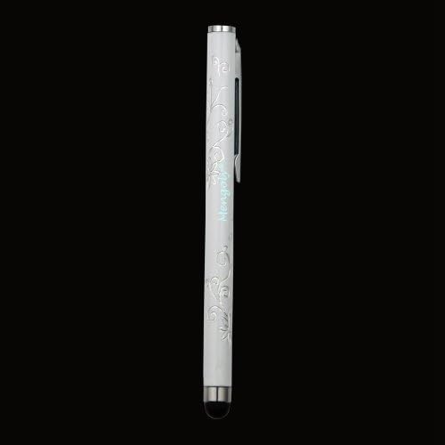 Mengoly - Universal Capacitive Touch Screen Carved Flower Stylus Pen for iPhone 5S 5 4 4S 3g 3gs iPad 1 2 3 4 Air mini iPod Motorola Xoom Samsung Galaxy Tab 8.9 10.1, Blackberry Playbook HTC Flyer Evo View Tablet (Elegant Milky)