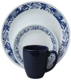 Premium Professional Quality Corelle Livingware 16 piece Dinnerware Set Service for 4 True Blue