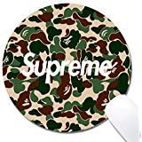 Gaming Office Mouse Pad--Glissando Customized Bape Supreme Cloth surface Natural rubber Gaming Mouse Pad--Round Mouse Pad(7.87x7.87inchx1/8inch)