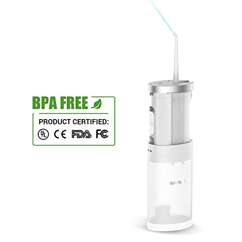 SUNAVO WF-01 Cordless Water Flosser 2 Modes, IPX7 Waterproof Oral Irrigator Rechargeable Braces and Teeth Whitening,Dental Water Jet Portable Collapsible Travel and Home