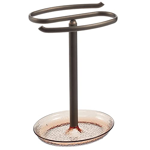 mDesign Steel Fingertip Towel Rack Stand with Base Tray Towel Holder