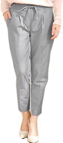 Amazon Clack レディース パンツ スラックス ウエスト紐 タック入り テーパード ボトム グレー S M L Ll Free ロングパンツ 通販