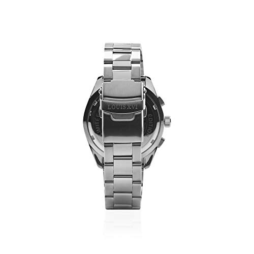 LOUIS-XVI-Herren-Armbanduhr-Varennes-Stahlband-Silber-Schwarz-Chronograph-Analog-Quarz-Edelstahl-915