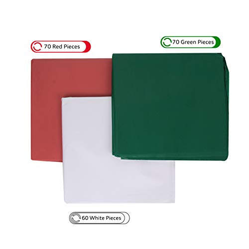 MOMONI Premium 200 Sheets 20" x 20" Christmas Tissue Paper Bulk (Red, Green, White) for Tissue Paper Christmas Gift Wrapping for Gifts, Wine Bottles, and Christmas Gift Decoration.