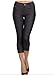 Yelete Women's Basic Solid Color Cotton Blend Capri Jeggings (Large, Black)