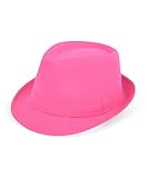 Solid Color Ladies Pastel Colored Fedora Hats (Hot Pink)