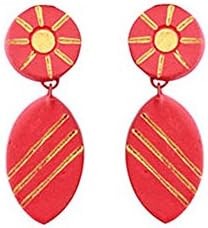 Handmade Terracotta Earring Set_Fashion Jewellery for Women / Girls ( Red & Gold )