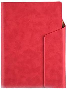 KARRESLY Refillable Business Notebook,PU Leather Binder Journal Organizer Planner A5 Loose-leaf Writing Notebook with Lined Paper, Card Slots, Pen Holder for Working Travel-Red