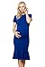 My Bump Maternity Midi Dress - Fitted Stretch Short Sleeves Mermaid Flare Ruffle (Made in USA)